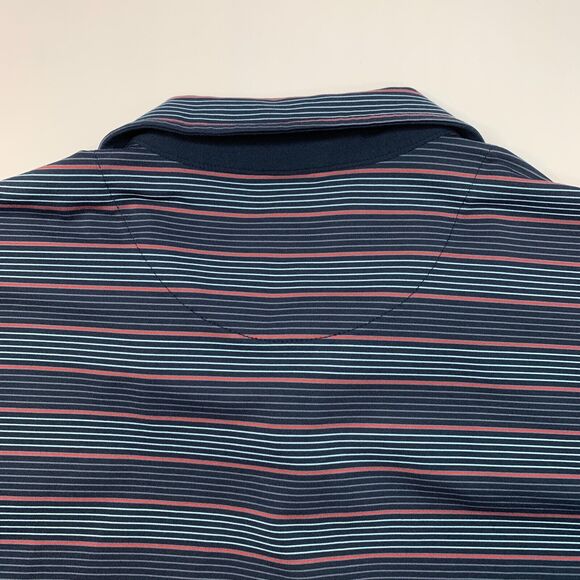 Nike Polo Shirt Mens L Blue Striped Dri Fit UV Performance Stretch Short Sleeve - Picture 9 of 11